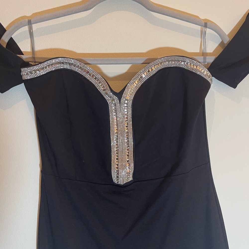 Black with studs mini dress